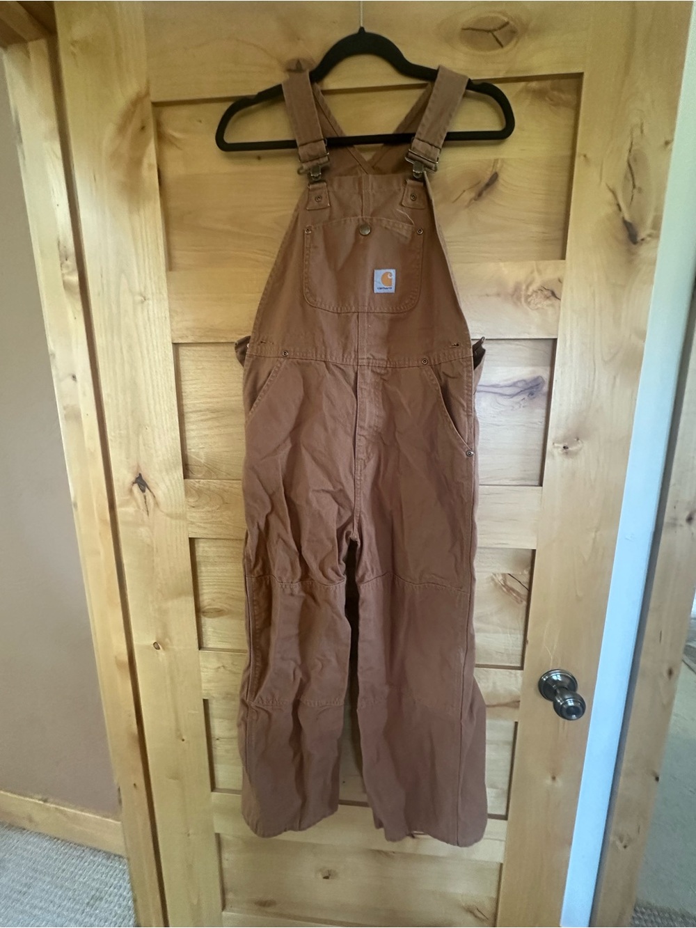 Carhartt Kids Sz 12 Classic Brown Work Bib Overalls